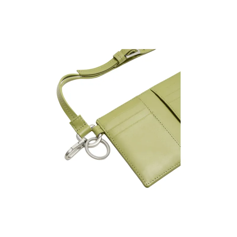 ZARA Cow Leather Wallet Large Size Men's Green-3