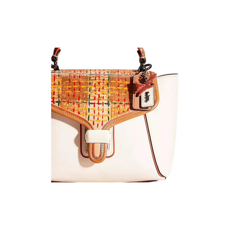 COACH Courier Glove Tanning Basket Bag Shoulder Bag Crossbody Bag Handbag Medium Size Women's Tin Multicolor Chalk-3