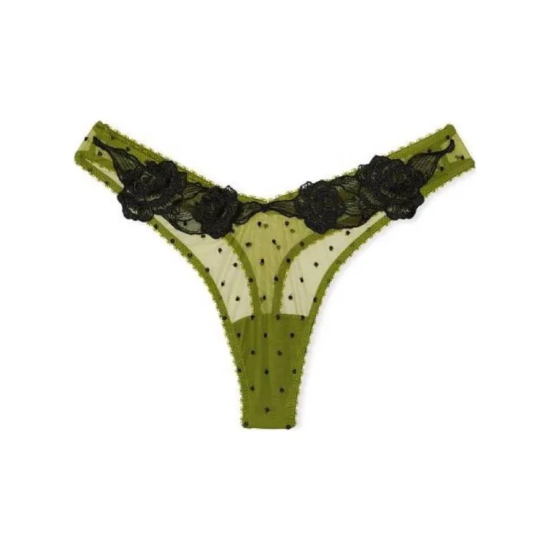 Victoria's Secret Underpants Women's 1 Pack Green Polka Dot-0