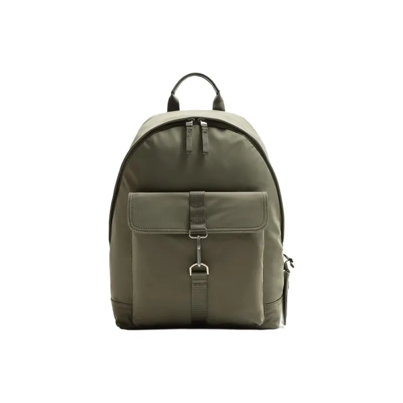 ZARA Polyester Backpack Large Size Men's Khaki Green-0
