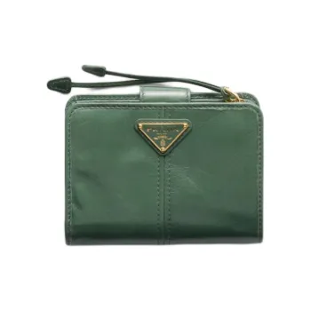 PRADA Cow Leather Wallet Small Size Women's Sage Green