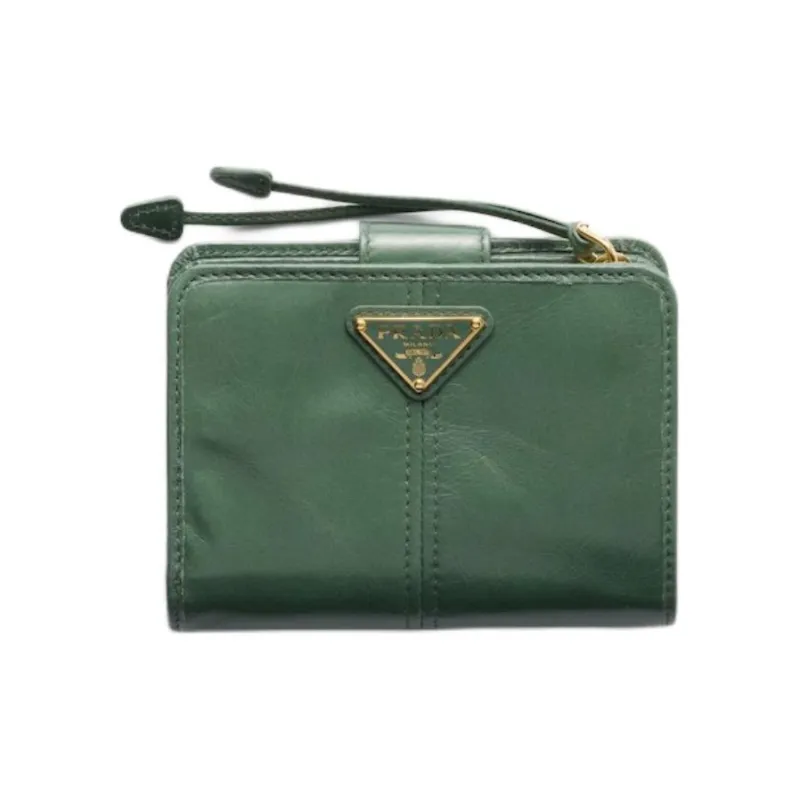 PRADA Cow Leather Wallet Small Size Women's Sage Green-0