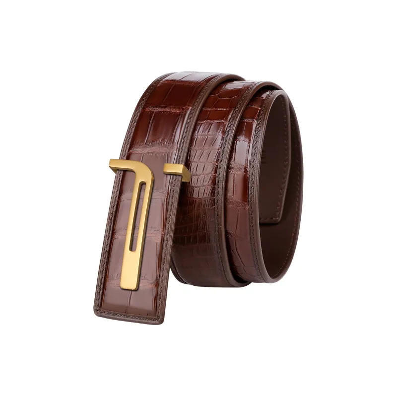 Jaylen Oos Crocodile Leather Leather Belts Men's 3.8cm-5