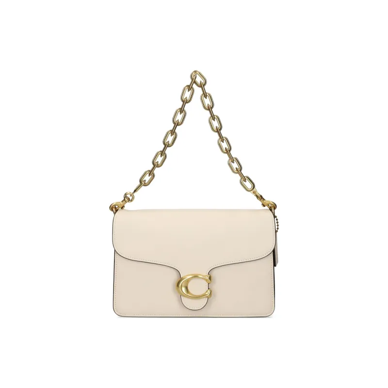 COACH Tabby Grained Leather Shoulder Bag Medium Size Women's Chalk White-1