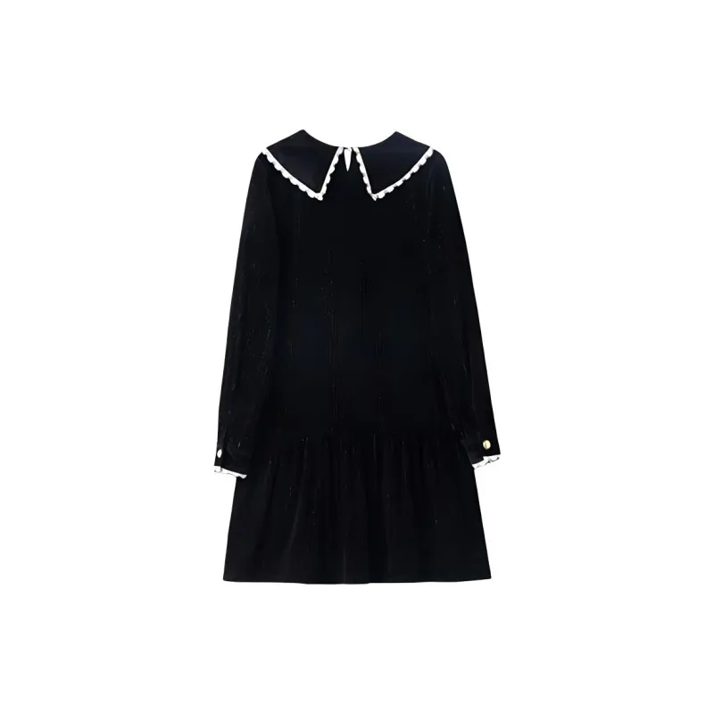 Fele.d Long Sleeved Dress Women's Black-1