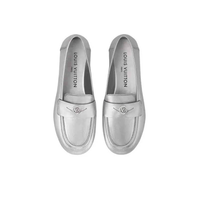 LOUIS VUITTON Soho Loafers Women's Silver-3