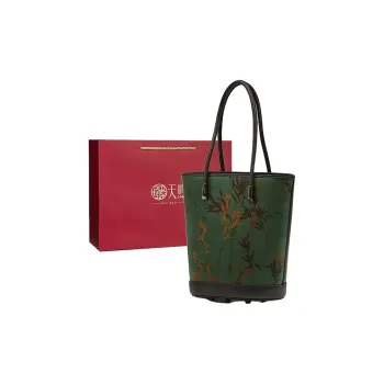 Pmsi Cow Leather And Mulberry Silk Handbag Medium Size Women's Black
