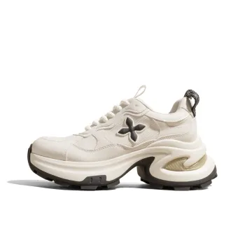 KODI Wear Resistant Breathable Height Increasing Low Top Chunky Sneakers Women's Cream Beige