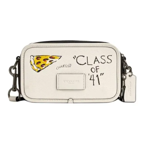 COACH Cow Leather Shoulder Bag, Crossbody Bag Small Size Men's Chalk White Mixed Color