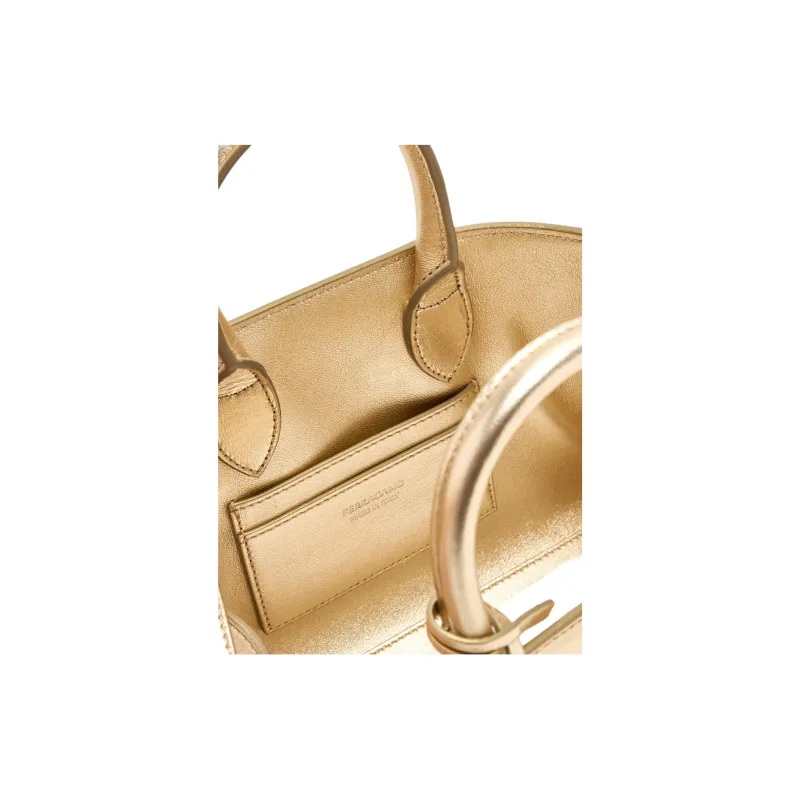 FERRAGAMO Hug Leather Shoulder Bag Crossbody Bag Handbag Mini Women's Gold-3