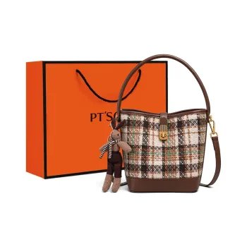 PT'SON Fabric Shoulder Bag, Crossbody Bag, Handbag, Bucket Bag Regular Women's Coffee