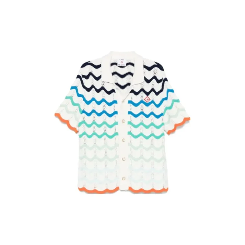CASABLANCA Gradient Wave Crochet Top-0