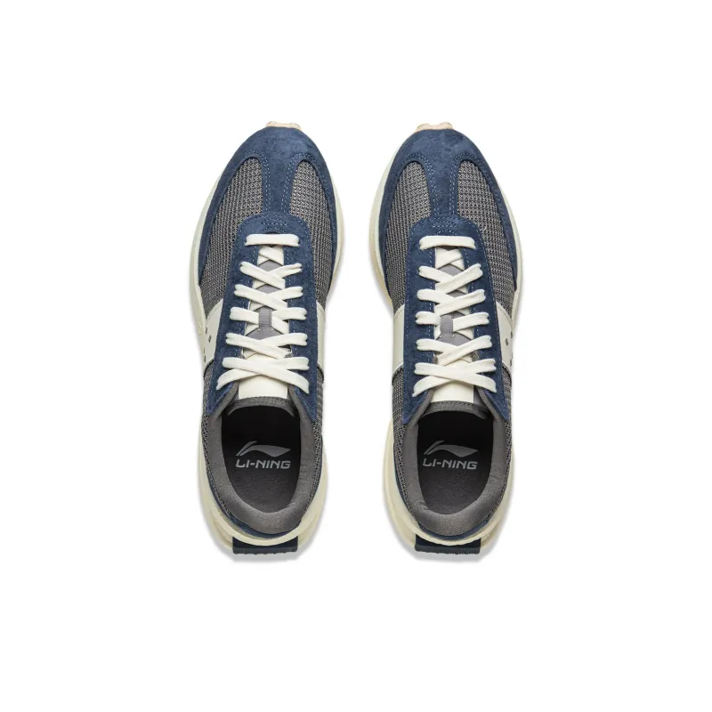 LiNing Wear Resistant Slip Resistant Coverage Low Top Casual Shoes Unisex Gray Blue-3