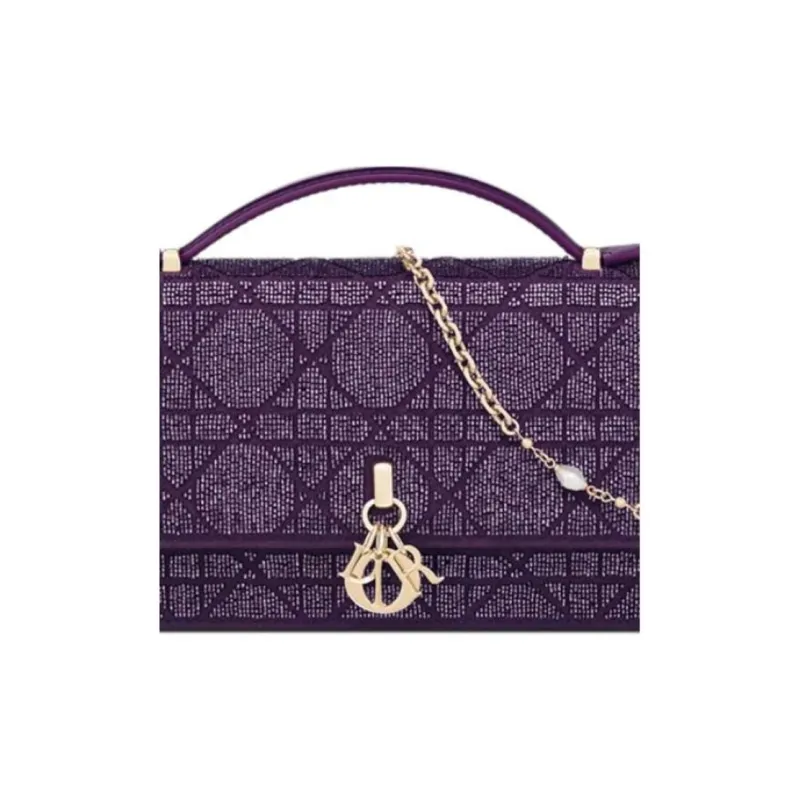 DIOR My Dior Cotton With Silk And Calfskin Handbag Mini Women's Purple-2
