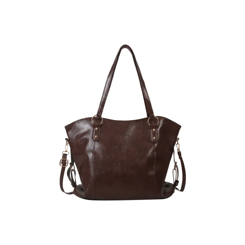 Yalu PU Tote Bag Crossbody Bag Shopping Bag Women's Coffee/Black-1
