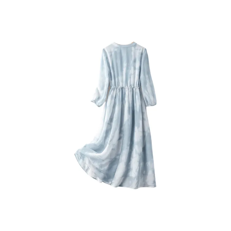 IHIMI Long Sleeved Dress Women's Blue-1