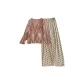 8308.4# Three-Piece Set, Nude Pink Camisole+Nude Pink Coat+Polka Dot White Pants