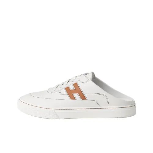 HERMES Closed Toe Slippers Men's White