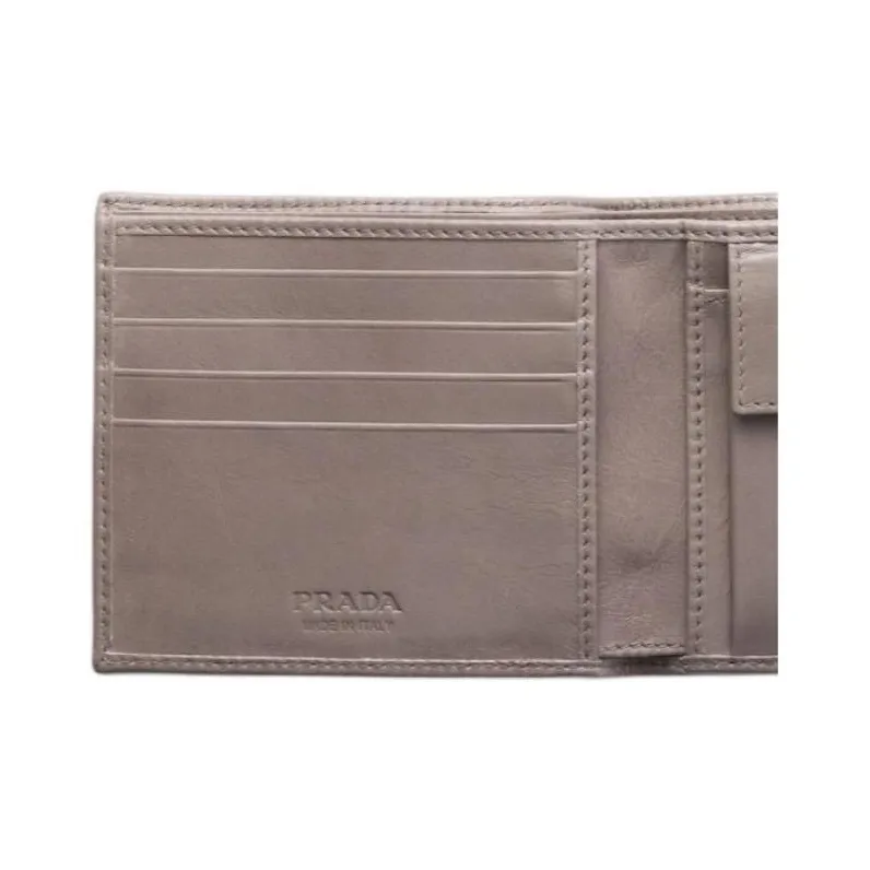 PRADA Cow Leather Wallet Women's Gray-4