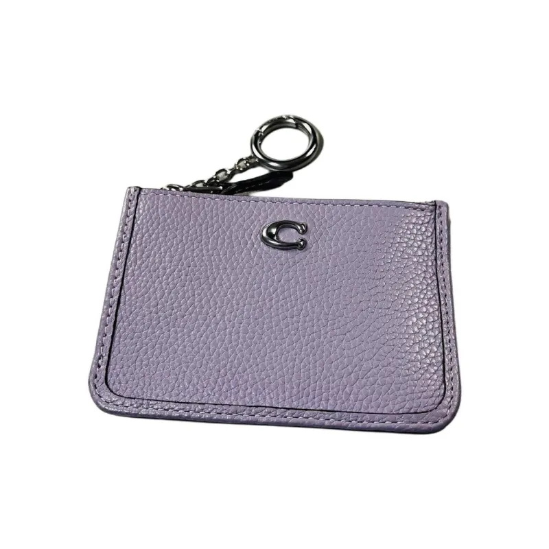 COACH Mini Id Skinny Polished Grained Leather ID Holder Wallet Mini Women's Light Purple-2