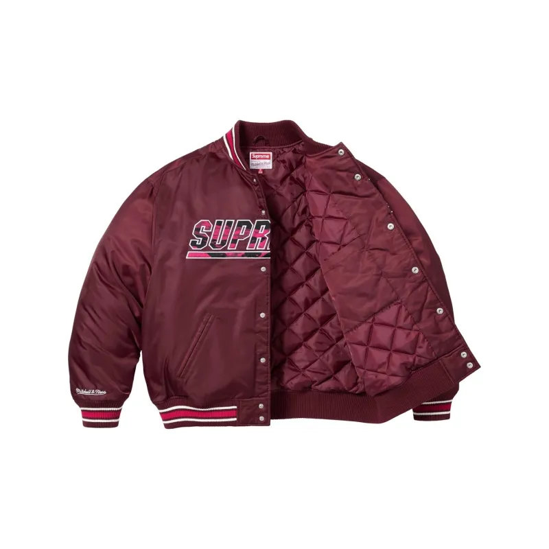 Supreme Mitchell & Ness Camo Logo Varsity Jacket-8