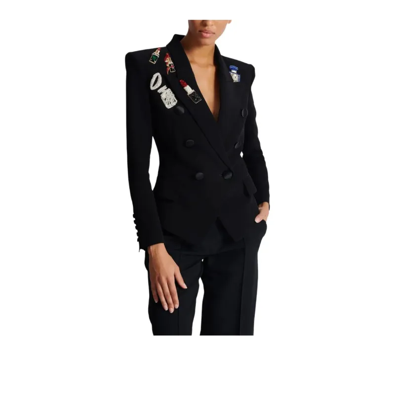 BALMAIN Embroidered Patches Fitted Jacket-5