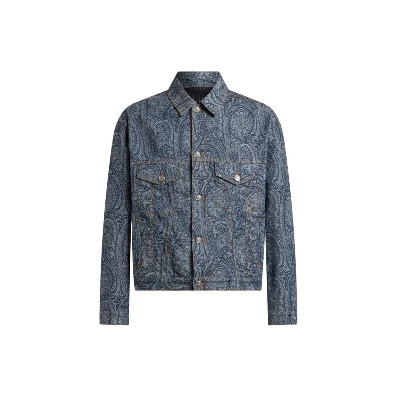 ETRO All Over Paisley Motif Denim Jacket-0