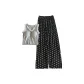 8311.5# Blue Camisole+Polka Dot Black Pants