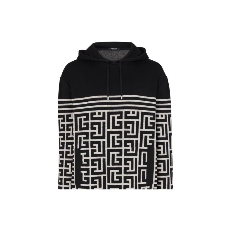 BALMAIN Pb Monogram Drawstring Hoodie-4