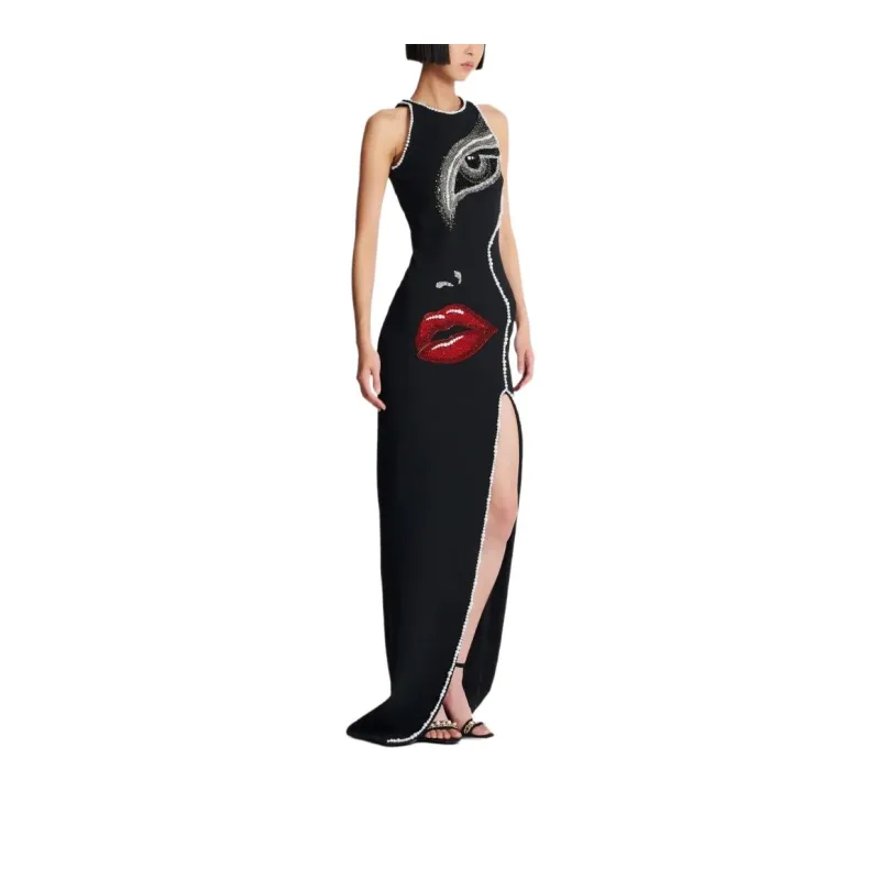 BALMAIN Face motif Maxi Dress-3