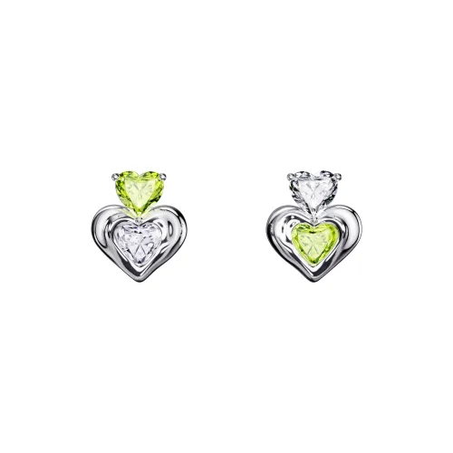 LELOUP Synthetic Cubic Zirconia Stud Earrings Women's Green