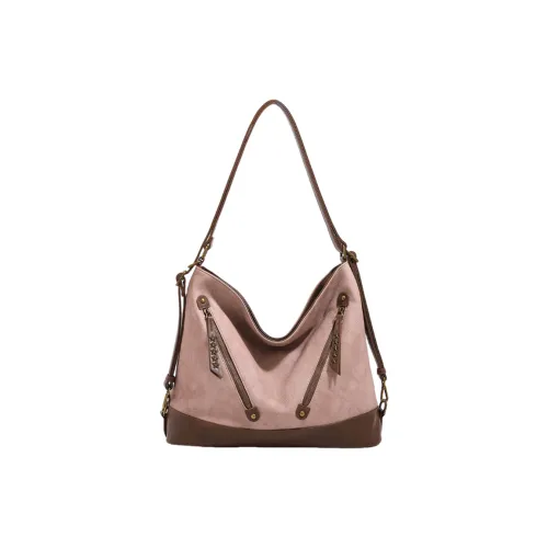 NOMK PU Handbag, Double Shoulder, Shoulder Bag Women's Million Dollar Pink
