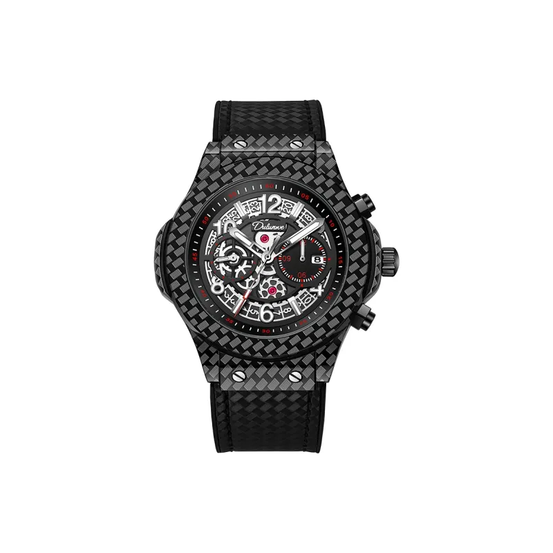 Dulunwe Automatic Mechanical Movement Silicone Strap Watch Men's Watches Black Dial-1