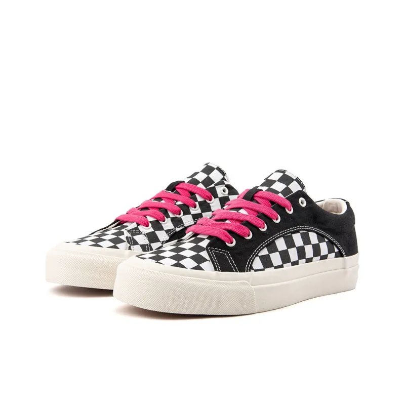 WANSWER Slip-Resistant Lightweight Breathable Low-Top Skateboard Shoes Unisex Black Pink Checkerboard-2