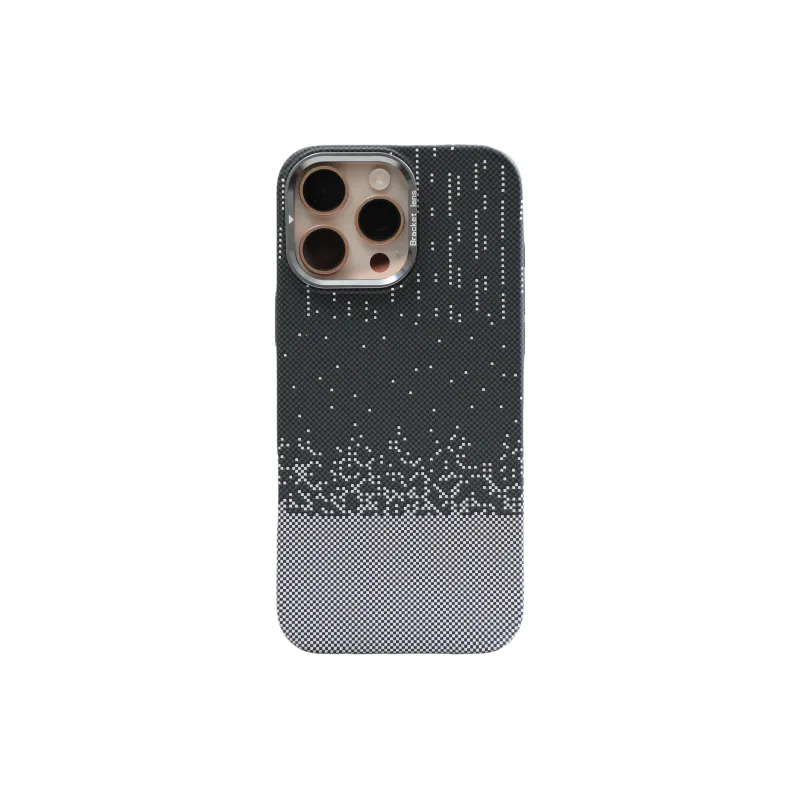 PENGKEXING PC Material Carbon Fiber Pattern Lens Stand Magnetic Phone Cases Compatible With IPhone 16 Pro Max/15/14/13-1