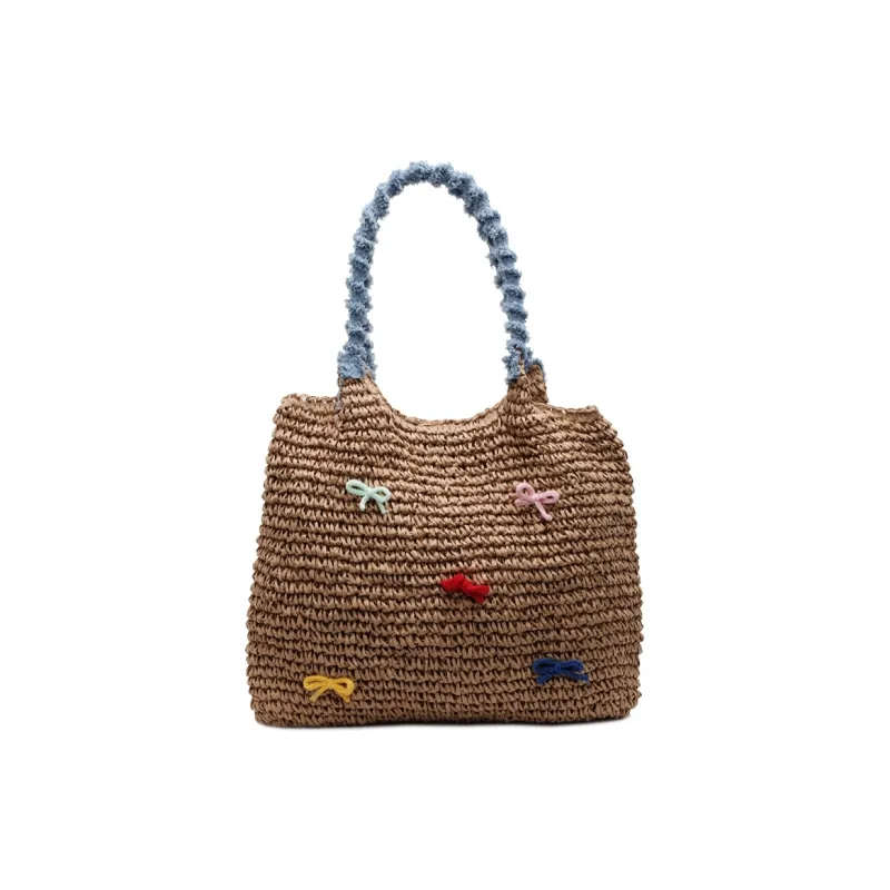 KARUISHA Straw Woven Handbag Shoulder Bag Regular Women's Multicolor-7