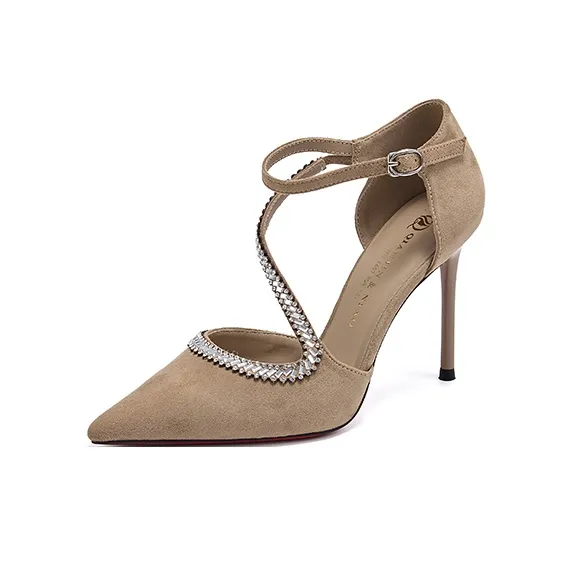 PINWEISHIDU High Heels Women's Black/Burgundy/Camel-4