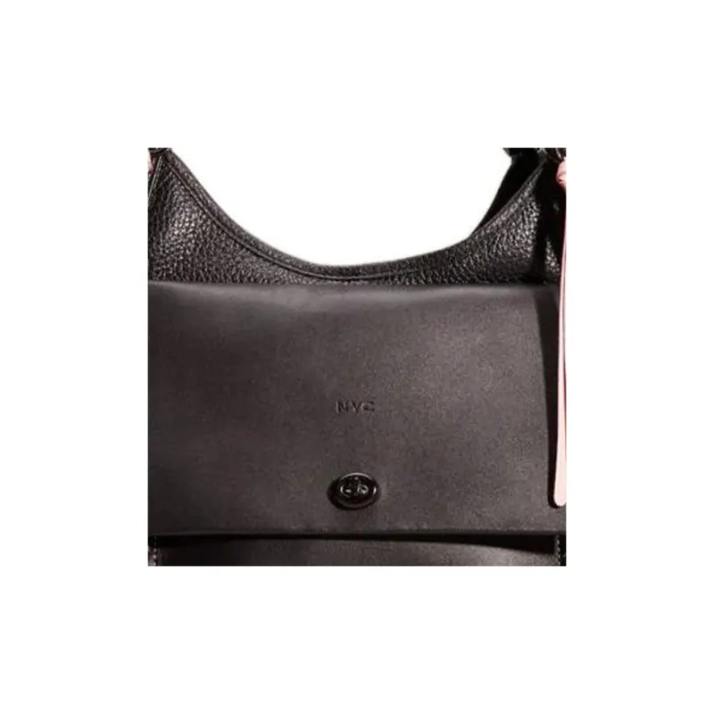 COACH Lori Soft Pebbled Leather One Shoulder Handbags Large Size Women's Black-4