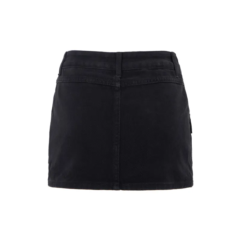 Wen Shan Denim Short Skirts Women's Black-1