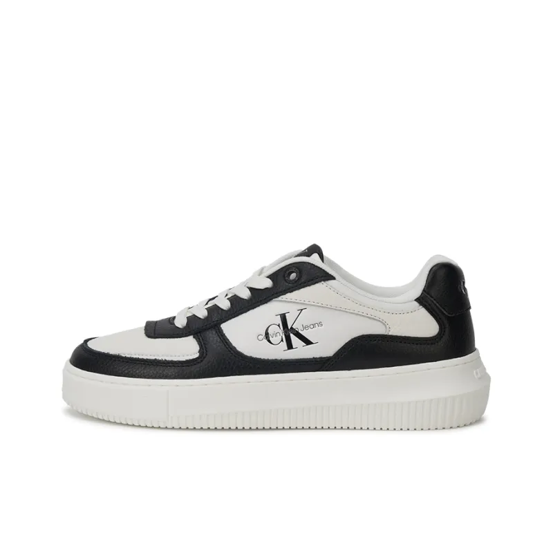CKJ CALVIN KLEIN JEANS Low Top Skateboard Shoes Women's Black White-0