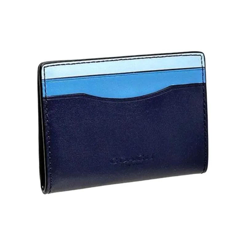 COACH Card Case Calfskin Document Wallet Card Holders Mini Men's Midnight Blue & Pacific Blue-2