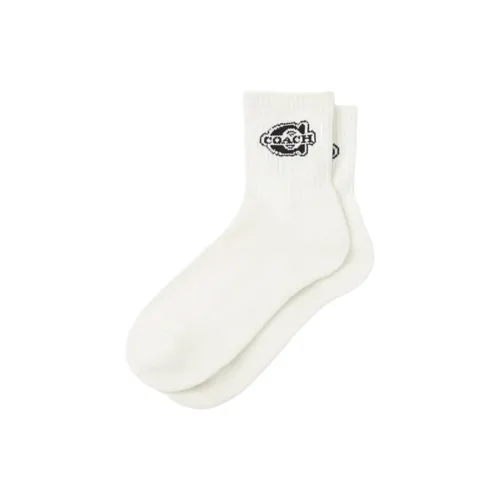 COACH SS25 Mid-Calf Socks Unisex 1 Pack White