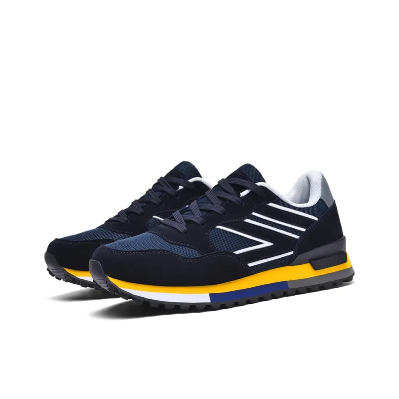 BANGNEY Ah-Gan Shoes Breathable Lightweight Height Increasing Low-Top Casual Shoes Men's Black Royal Blue-2