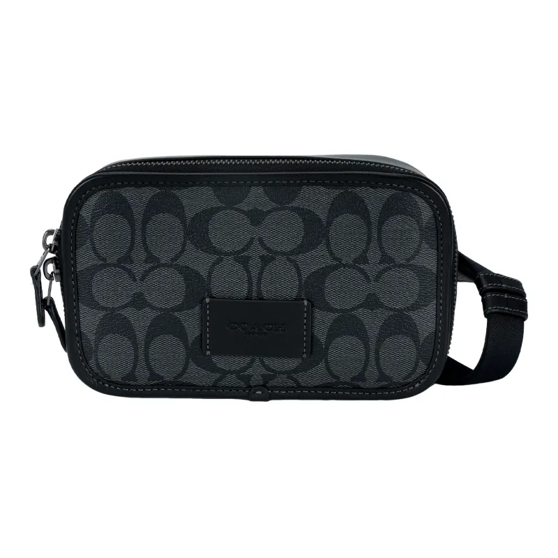 COACH Canvas With Leather One Shoulder Crossbody Fanny Pack Trumpets Men's Black-1