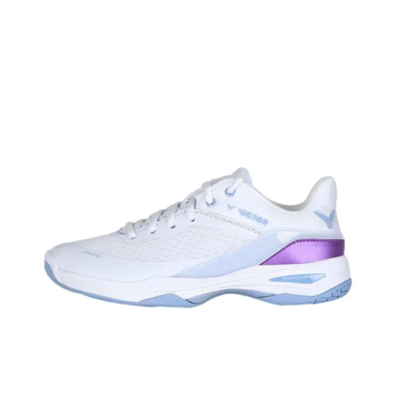 VICTOR Cushioning Breathable Low Top Badminton Shoes Women's White Purple-0