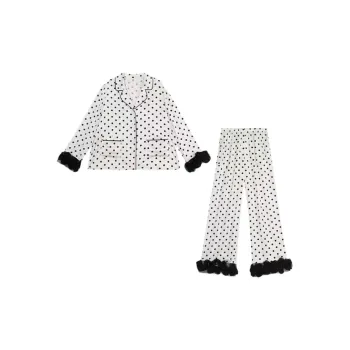 ROBINHOOD Pajama Set Women's Black And White Polka Dot