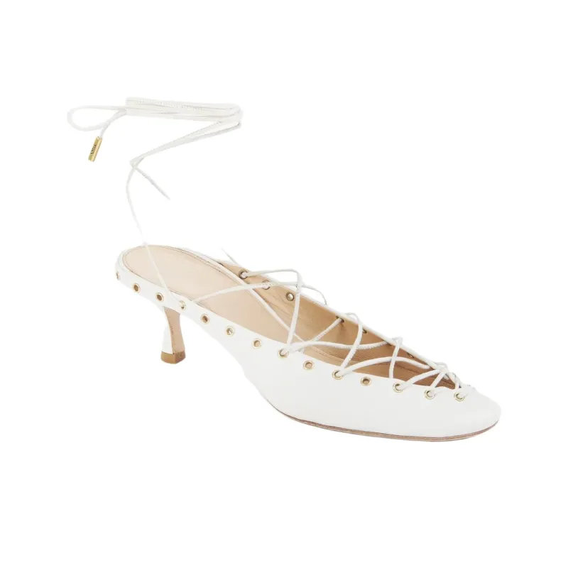 Chloe Ghillies Slim Heel High Heels 6cm Women's White-2