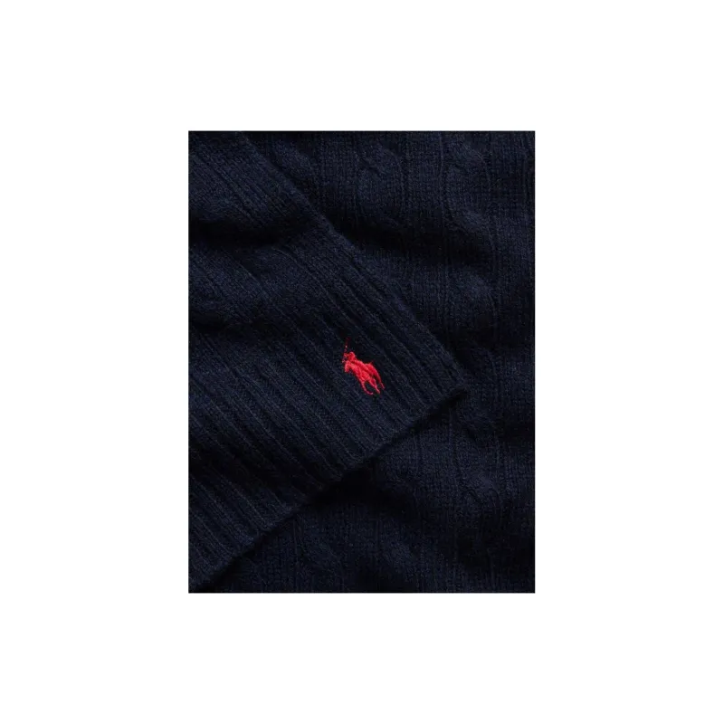 Polo Ralph Lauren Logo Embroidered Cable Knitted Scarf-4