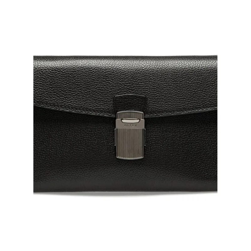 BALLY Cow Leather Clutch Regular Men's Black-4