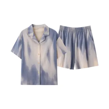 XIAFENYAN Pajama Set Women's Apricot Blue